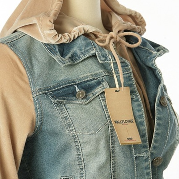 Wallflower Jackets & Blazers - Wallflower Denim Suede Jacket w Hood Med NWT